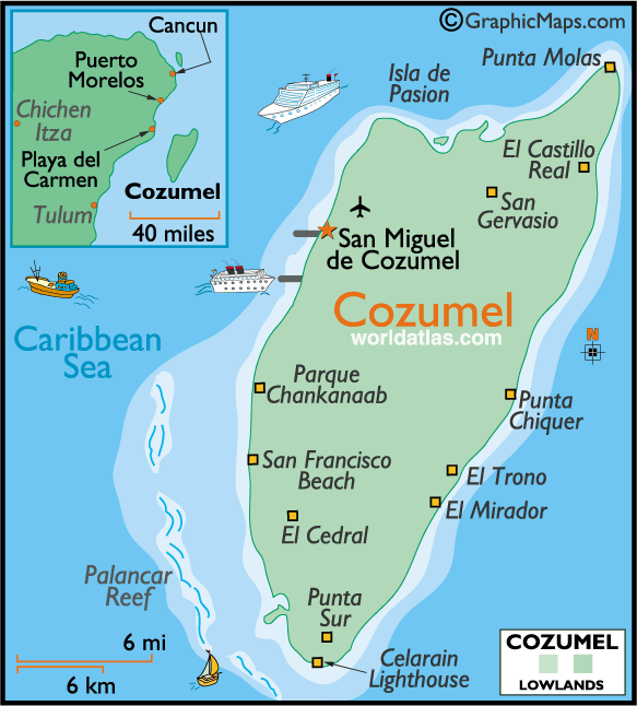 Isla Cozumel, Mexico: Map!