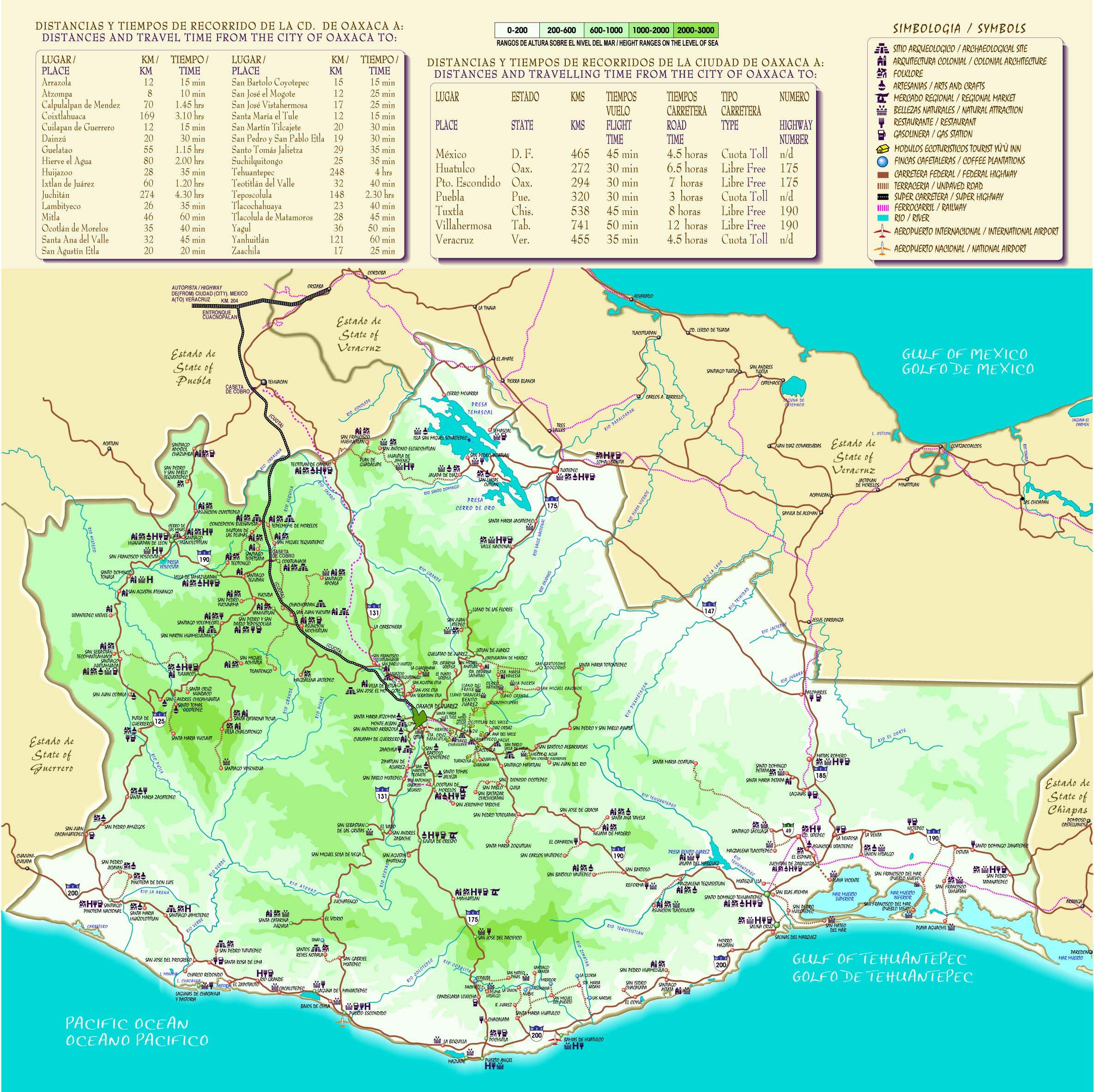Oxaca, Mexico: Map {Click to Enlarge Greatly]