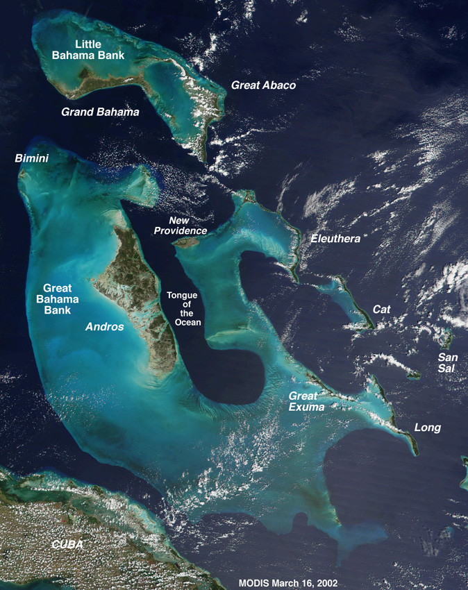 Bahamas: Labeled (Modis sat. photo)